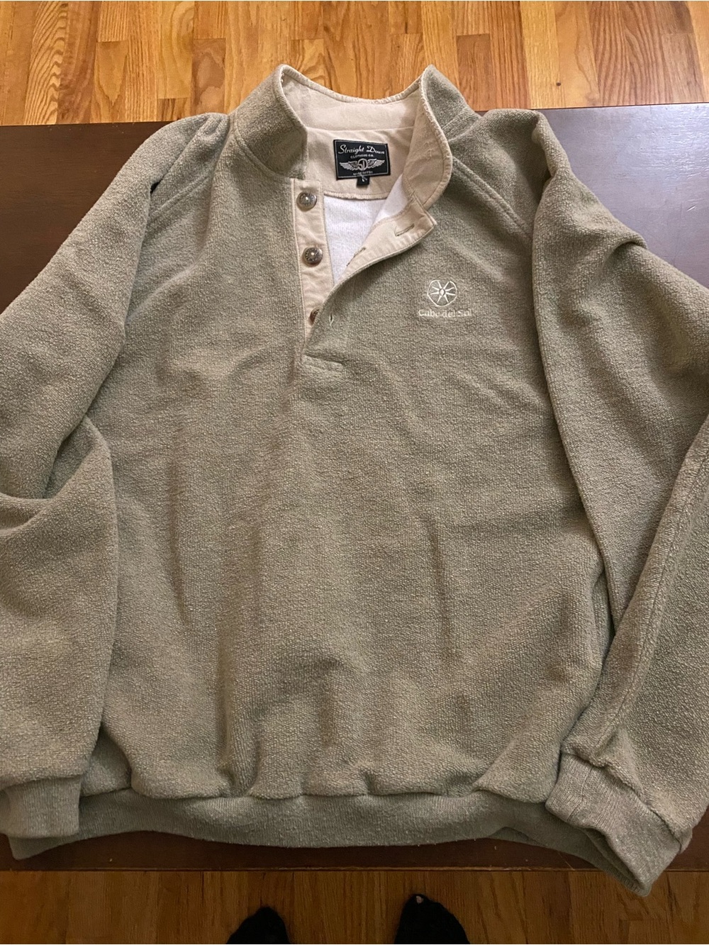 Straight Down Clothing Co Olive Green Men's Henley Pullover Sweater